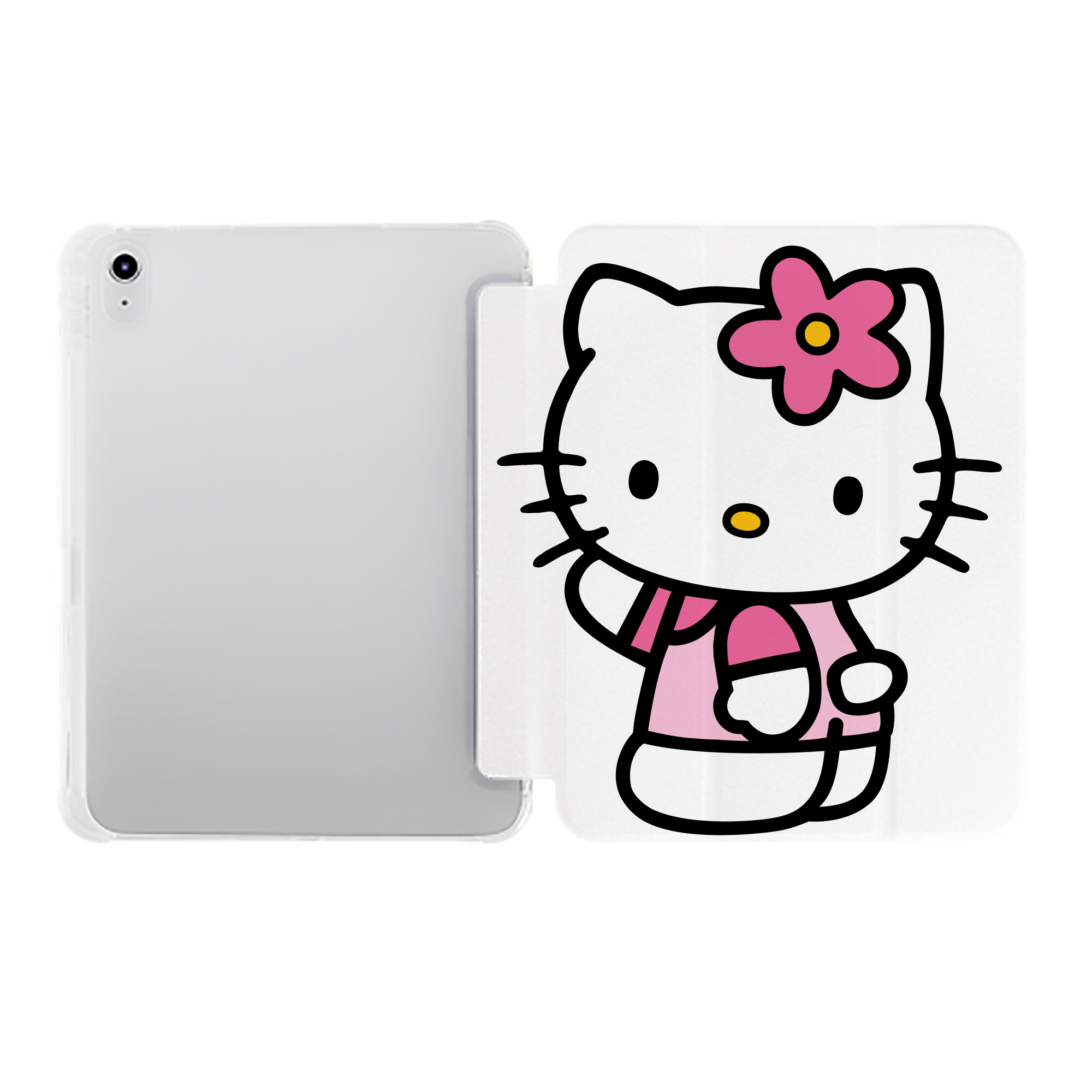 （画像用） Hello Kitty ハローキティ IPad ケース ペン収納付き 三つ折りスタンド PUレザー×シリコン 対応機種9.5/10.5/10.9インチ
